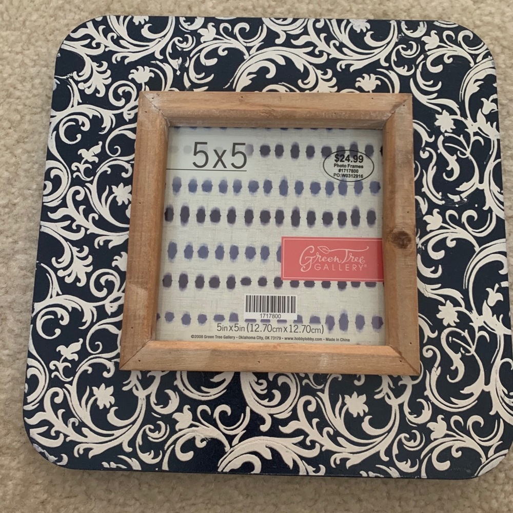 New with Tag: Navy and White Damask Picture Frame